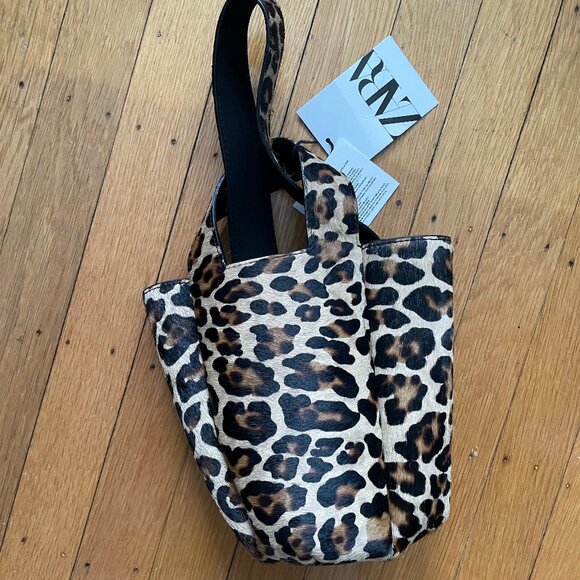 Zara X Kate Moss ANIMAL PRINT LEATHER MINI BUCKET BAG, NWT - Picture 4 of 10